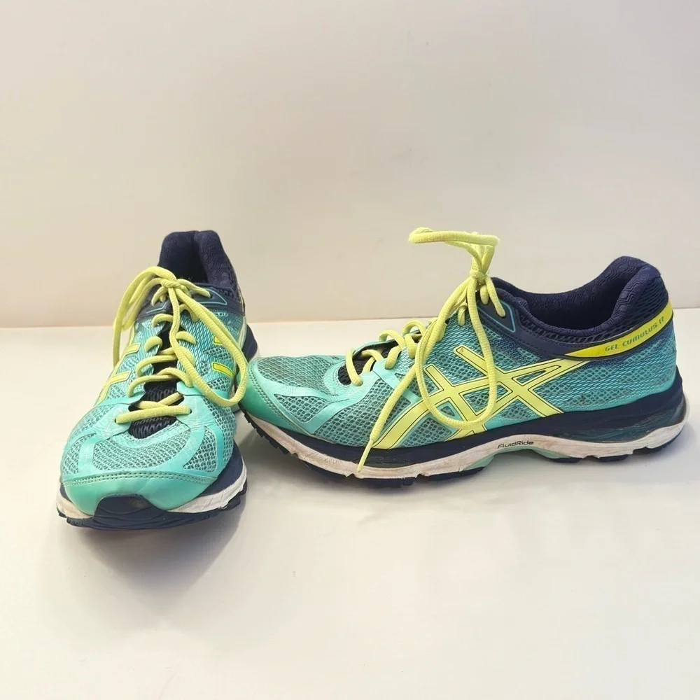 ASICS Women GEL-Cumulus 17 2A 5.5AA Running Shoe Mint/Yellow/Navy